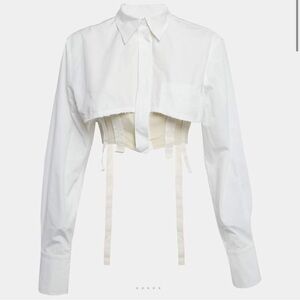 Jacquemus White Cropped Shirt with Tan Straps